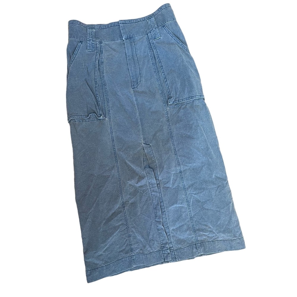 Free People Blue Linen Slit Skirt